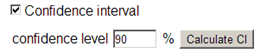 Theory-Based Inference applet showing confidence interval options