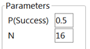 JMP Distribution Calculator input screen for binomial probabilities