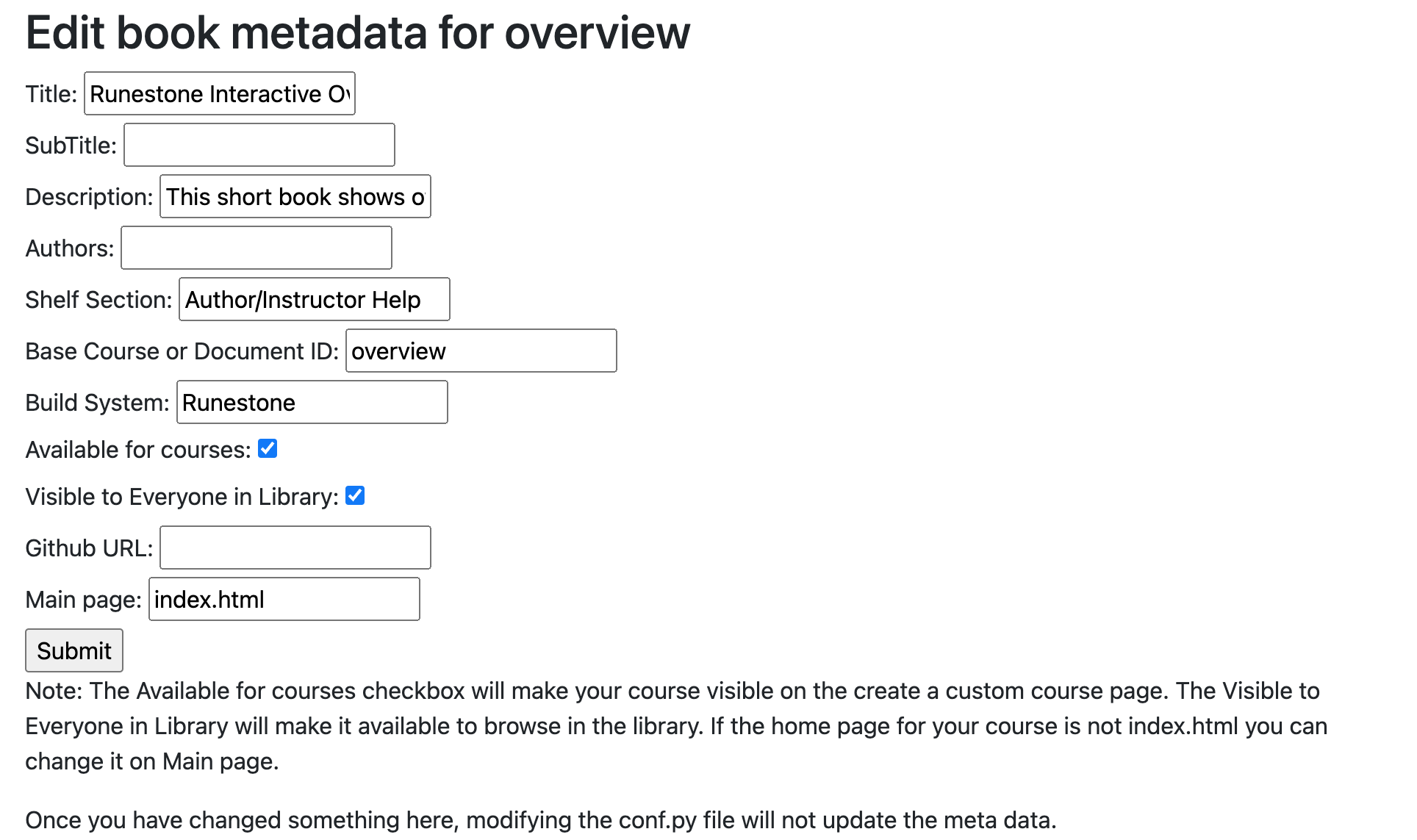 Editing metatdata about a book